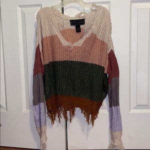 Multicolor Rue 21 frayed crop sweater